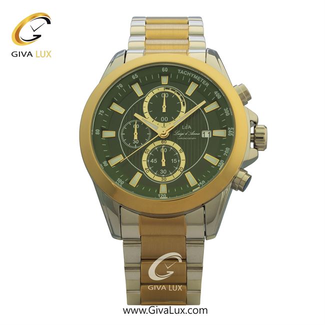 ساعت مچی اورجینال مردانه LdA سه موتوره کرنوگراف نقره ای-طلایی | طلایی-نقره ای| سبز| کد رفرنس 2432